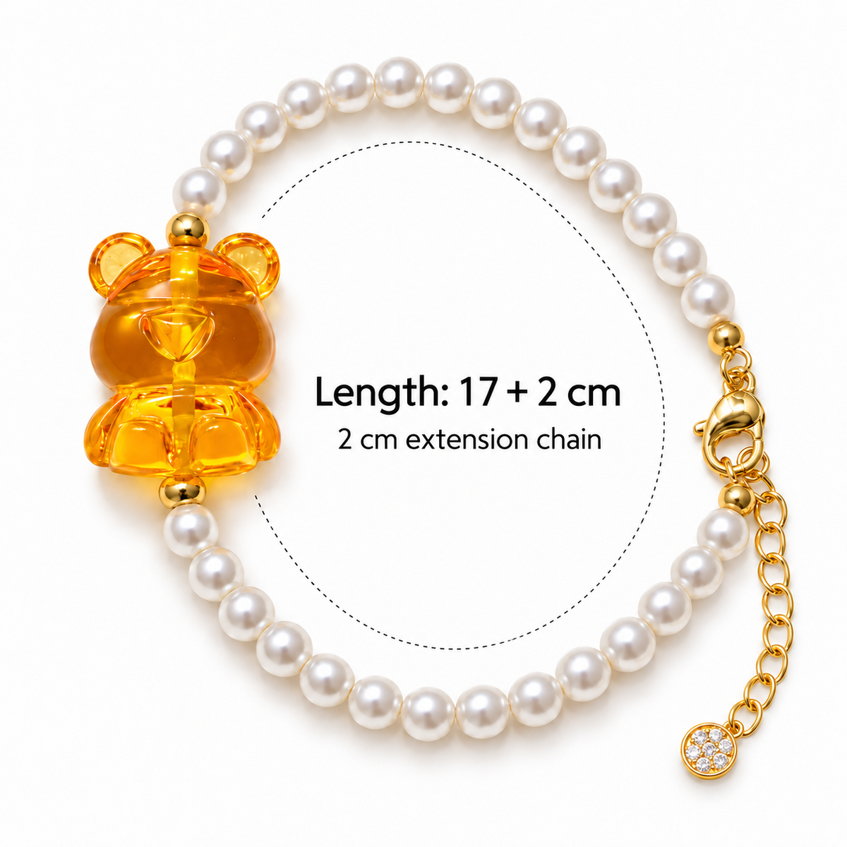 Baltic Amber Teddy Bear Pearl Bracelet – Honey