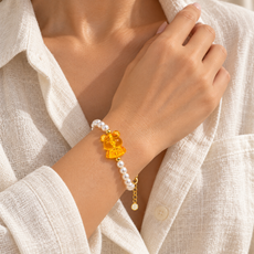 Baltic Amber Teddy Bear Pearl Bracelet – Honey