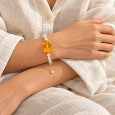 Baltic Amber Teddy Bear Pearl Bracelet – Honey