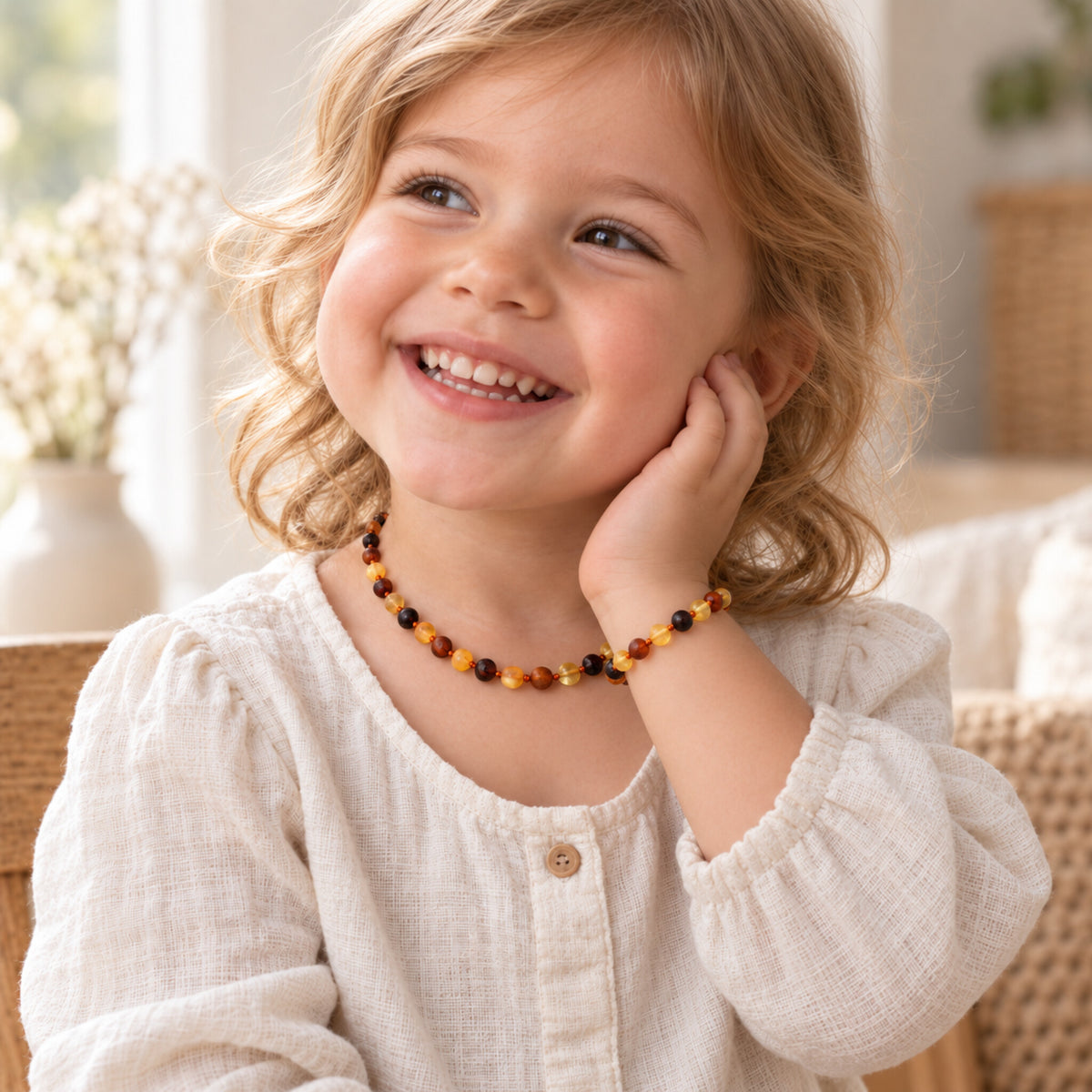 Multicolor Amber Necklace + Bracelet Set