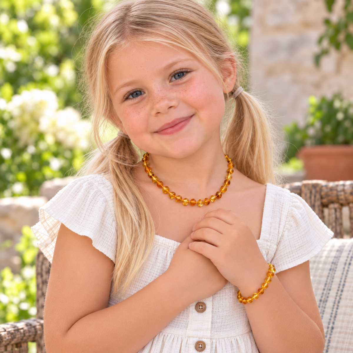 Honey Amber Necklace + Bracelet Set