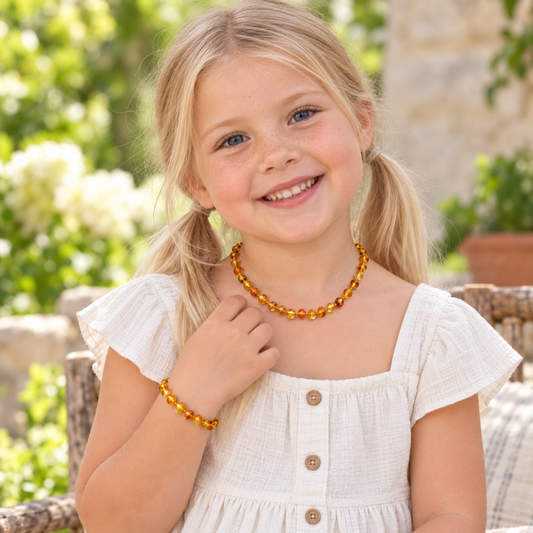 Honey Amber Necklace + Bracelet Set